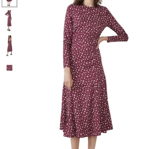 NWT Bardot & Revolve Burgundy Floral Open Back Midi Dress. - Picture 2 of 14